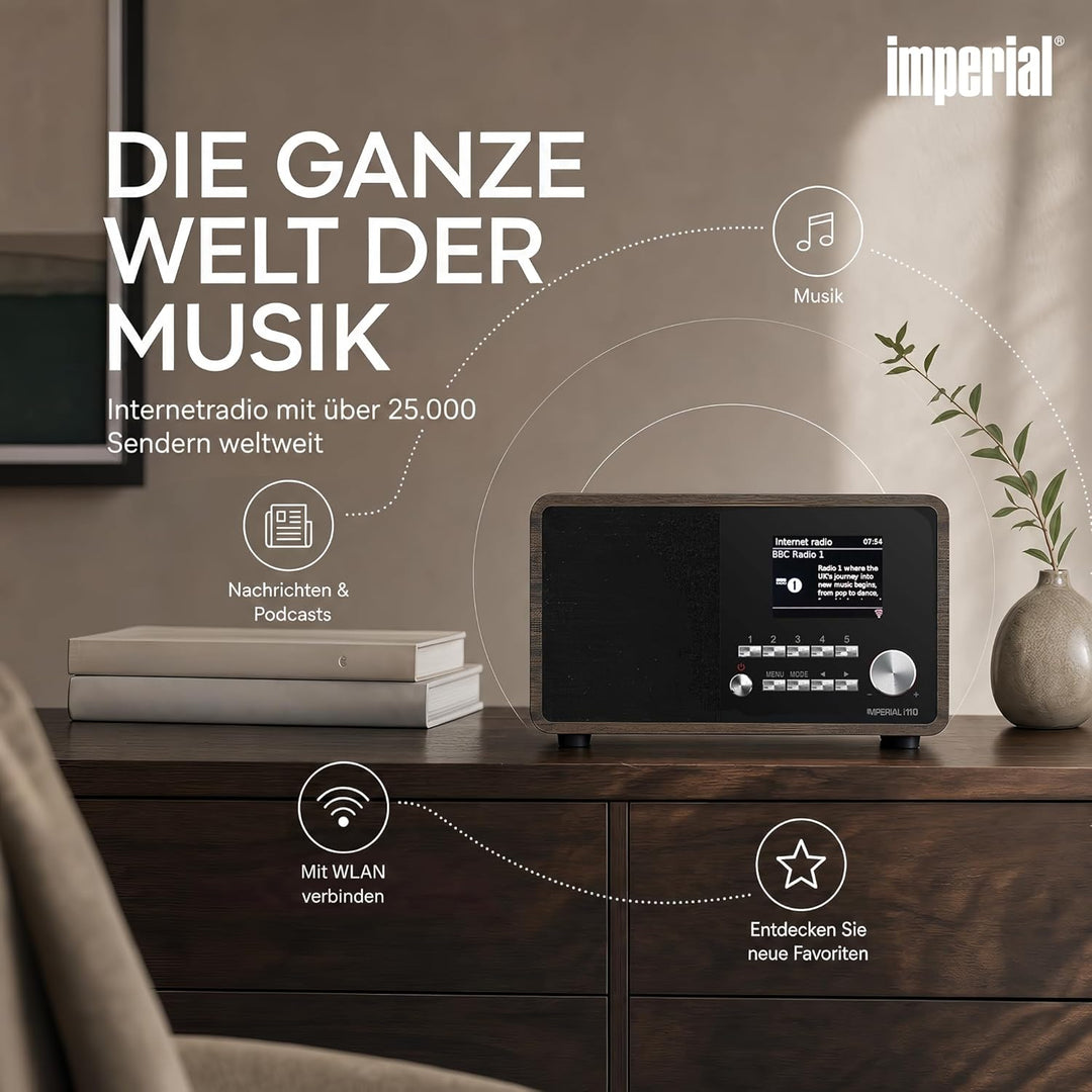 Imperial i110 Internetradio UPNP/DLNA Mediaplayer holzoptik Braun Single, Braun Single