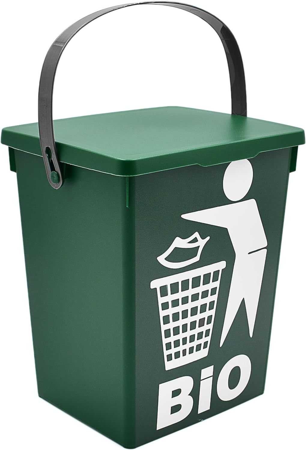 2er Set Bio Mülleimer 5L - Biomüll Behälter mit Deckel - Grün - Bioeimer klein für Küche - Abfalleim