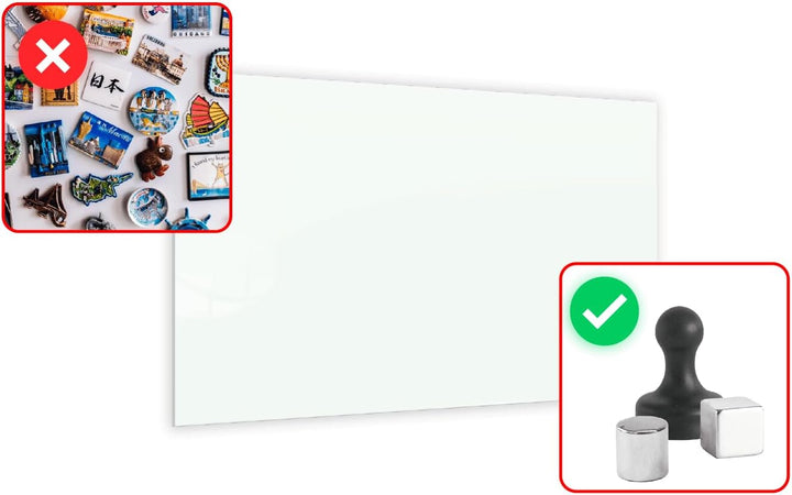 ALLboards Glasboard Magnetisch Weiss 100x80cm, Rahmenlos, Glastafel, Magnettafel, Gehärtetes Glas, W
