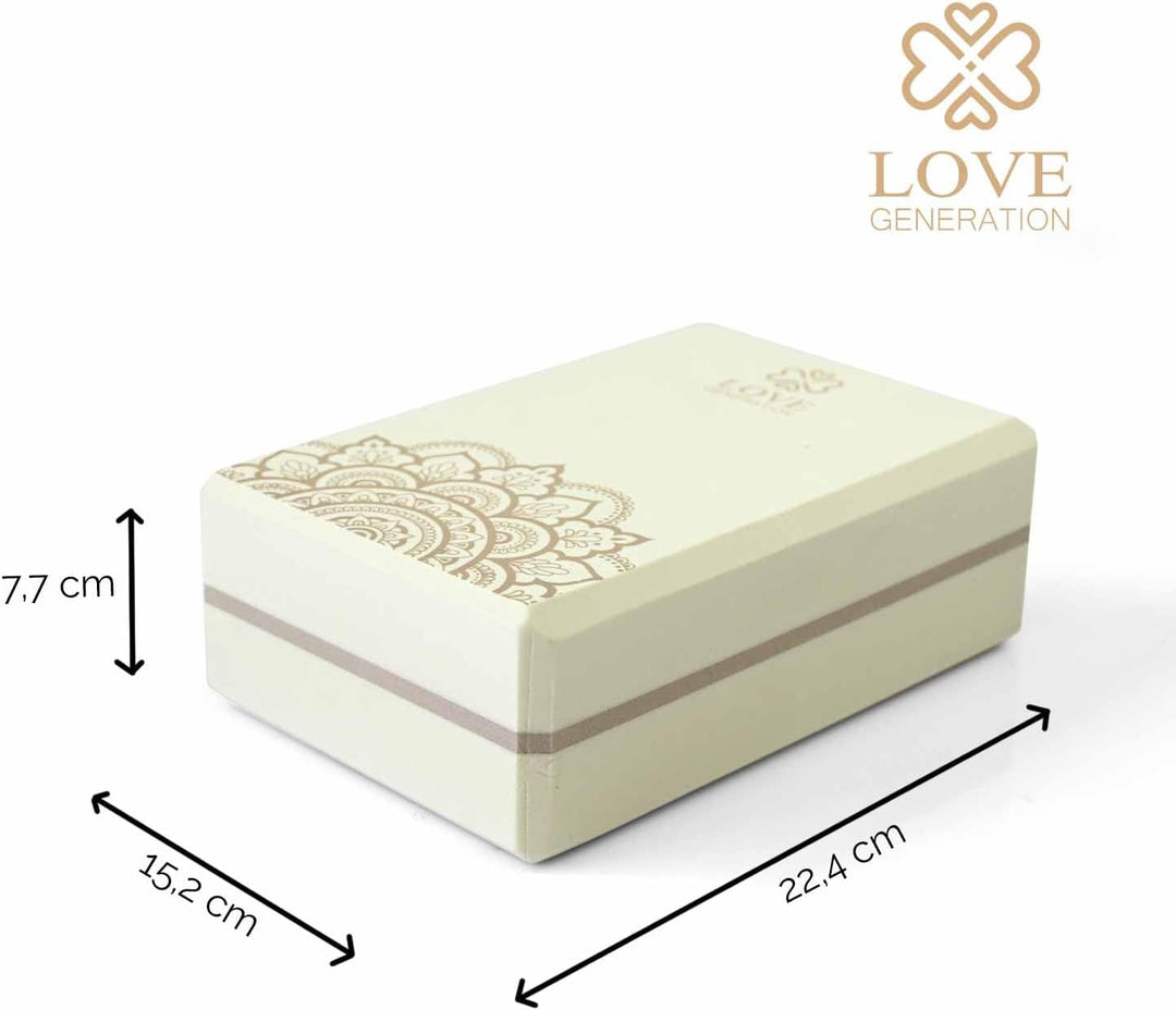 Love Generation - Yoga Block - High Density Eva - für Yoga, Fitness, Pilates und Stretching (Weiss)