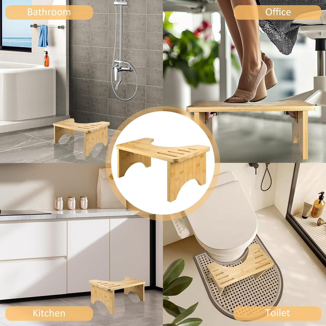 LUOJINYI Bambus Toilettenhocker, Klappbar Badhocker, Gesunder und Tragbarer Klohocker, Ergonomischer