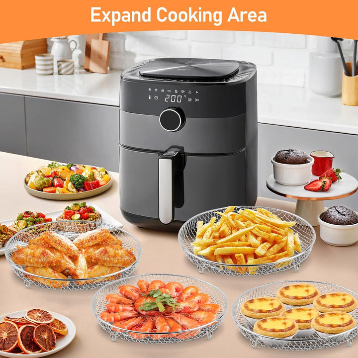 3 Stück Air Fryer Racks, Runder Air Fryer Stand, Heissluftfritteuse Zubehör, Luftfritteusen-Gestell,