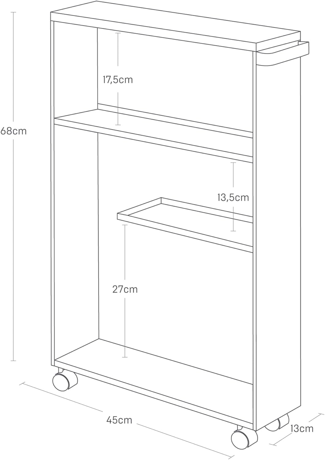 Semi-Closed storage cart - Tower - black Schwarz, Schwarz
