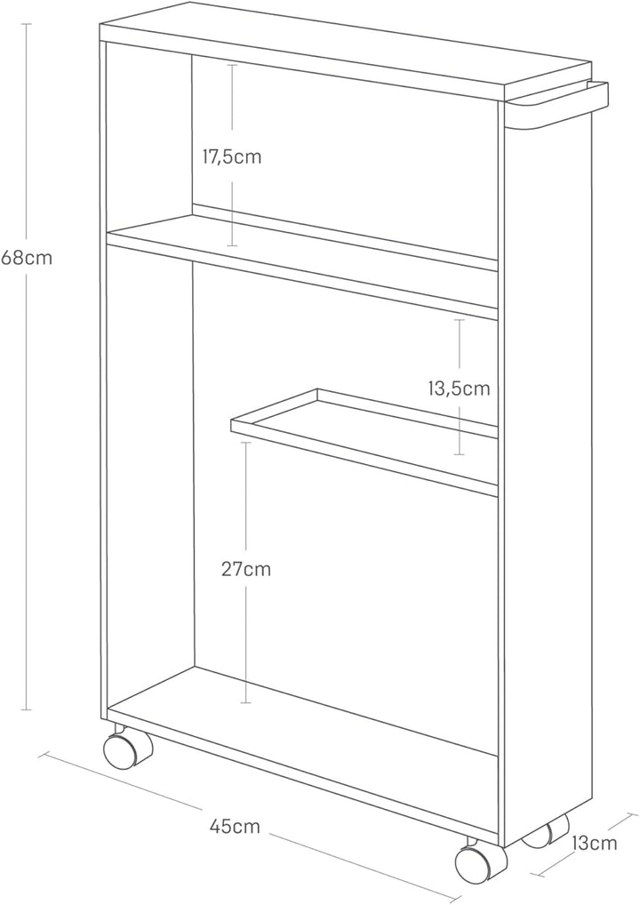 Semi-Closed storage cart - Tower - white Weiss, Weiss