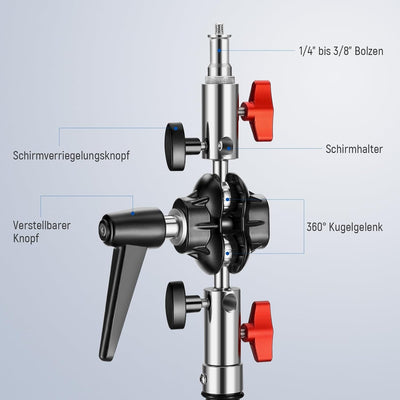 NEEWER Hochbelastbarer Stativkopfadapter mit Ganzmetall Doppeldrehkugelgelenk, Doppelte 5/8" Aufnahm