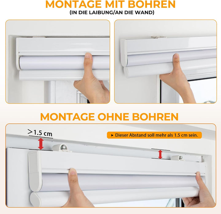 HOMEDEMO M100 Elektrische Rollos Verdunkelungsrollo mit Motor &amp; Fernbedienung, Weiss 45x100cm(BxH),