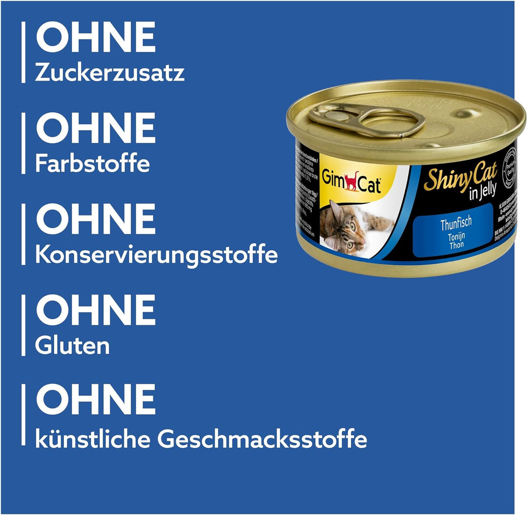 GimCat ShinyCat in Jelly Thunfisch - Nassfutter mit Fisch und Taurin für Katzen - 24 Dosen (24 x 70