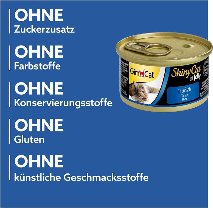 GimCat ShinyCat in Jelly Thunfisch - Nassfutter mit Fisch und Taurin für Katzen - 24 Dosen (24 x 70