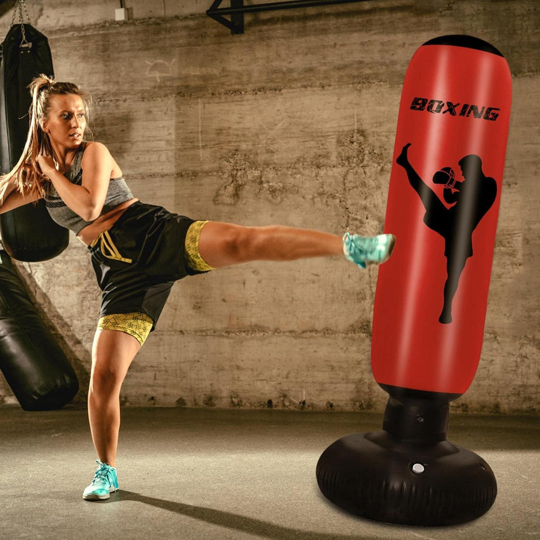 Aufblasbarer Boxsack - 67 Zoll schwere PVC-Trainingstasche mit Boden | Boxtrainingsgerät, Optimale K