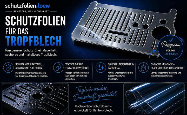 Schutzfolie für La Specialista Touch EC9455.M Abtropfblech/Tassenablage | Transparenter Kratzschutz