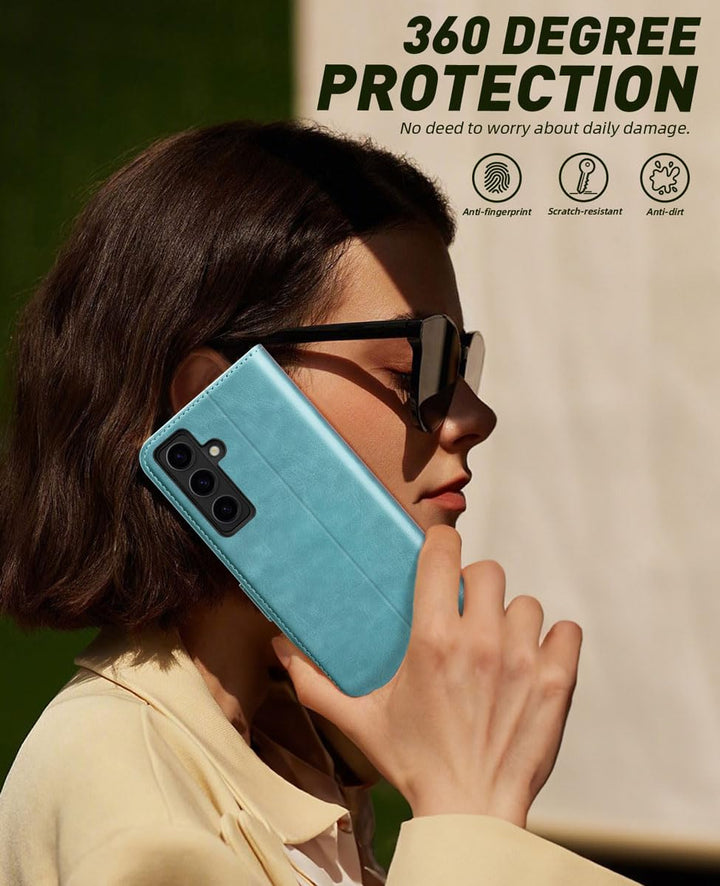 OCASE Handyhülle für Samsung Galaxy S24 5G Hülle Premium Leder Flip Klappbare Klapphülle Stossfeste