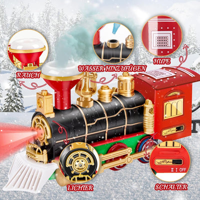 BuzzoXerex Zug Weihnachtsbaum, Eisenbahn Weihnachtsbaum Elektrisch, Weihnachtszug für Den Tannenbaum