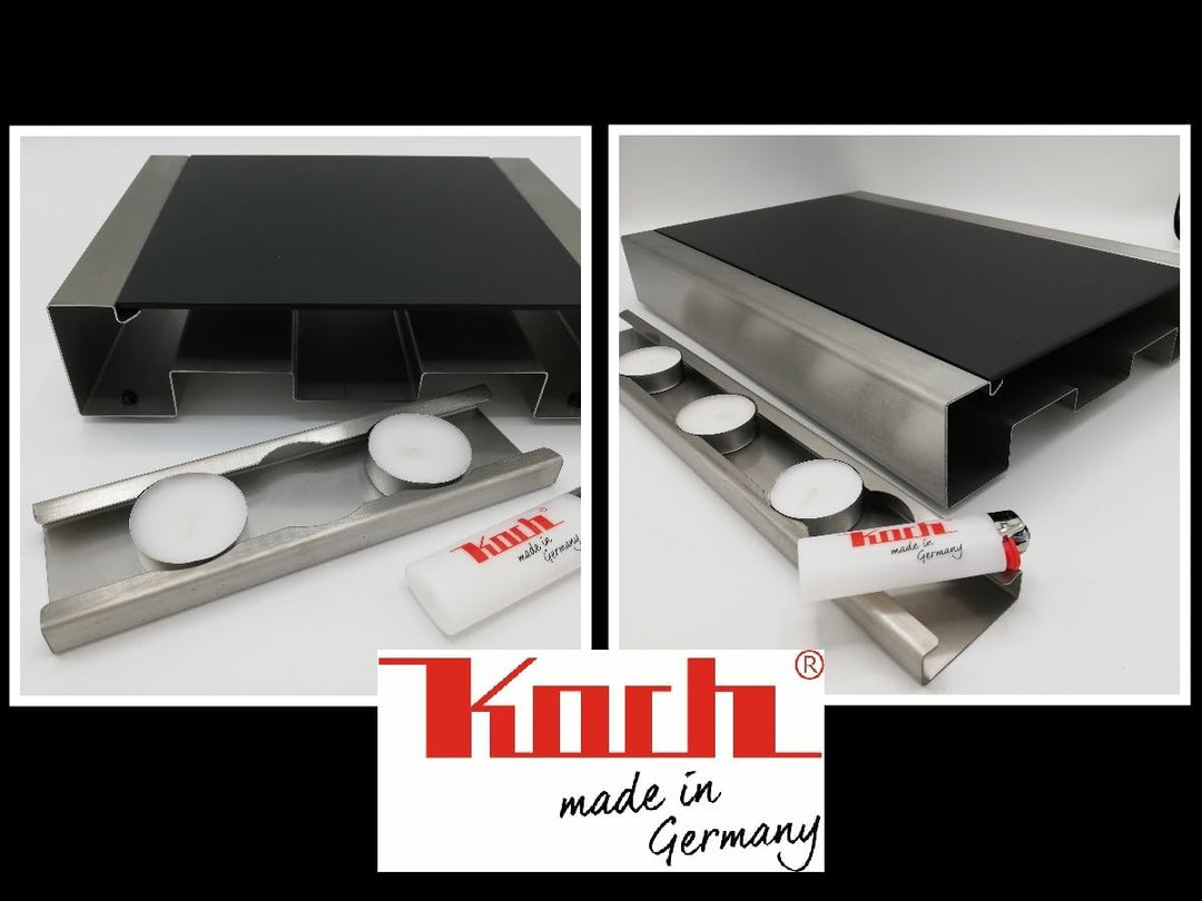 Koch #02 Edelstahl Rechaud mit flexiblem Teelichtauszug für 2 Teelichter - 1,9 KG - Hochwertiges Stö
