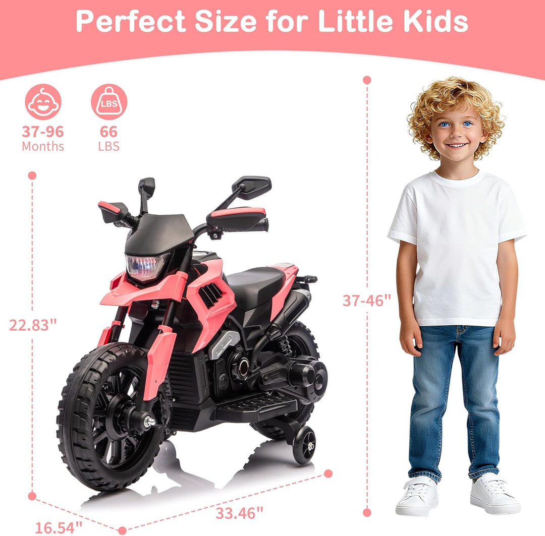 6V Elektro Motorrad Kinder, Kindermotorrad Mit 3 Geschwindigkeiten, Stützrädern, Max 6 Km/h, Bis Zu
