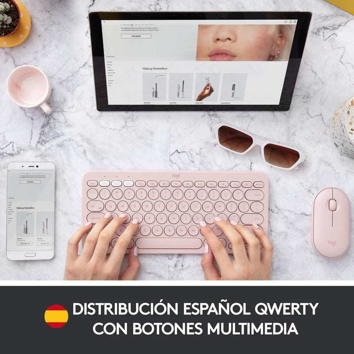 Logitech K380 Kabellose Bluetooth-Tastatur, Multi-Device & Easy-Switch Feature, Windows- und Apple-S