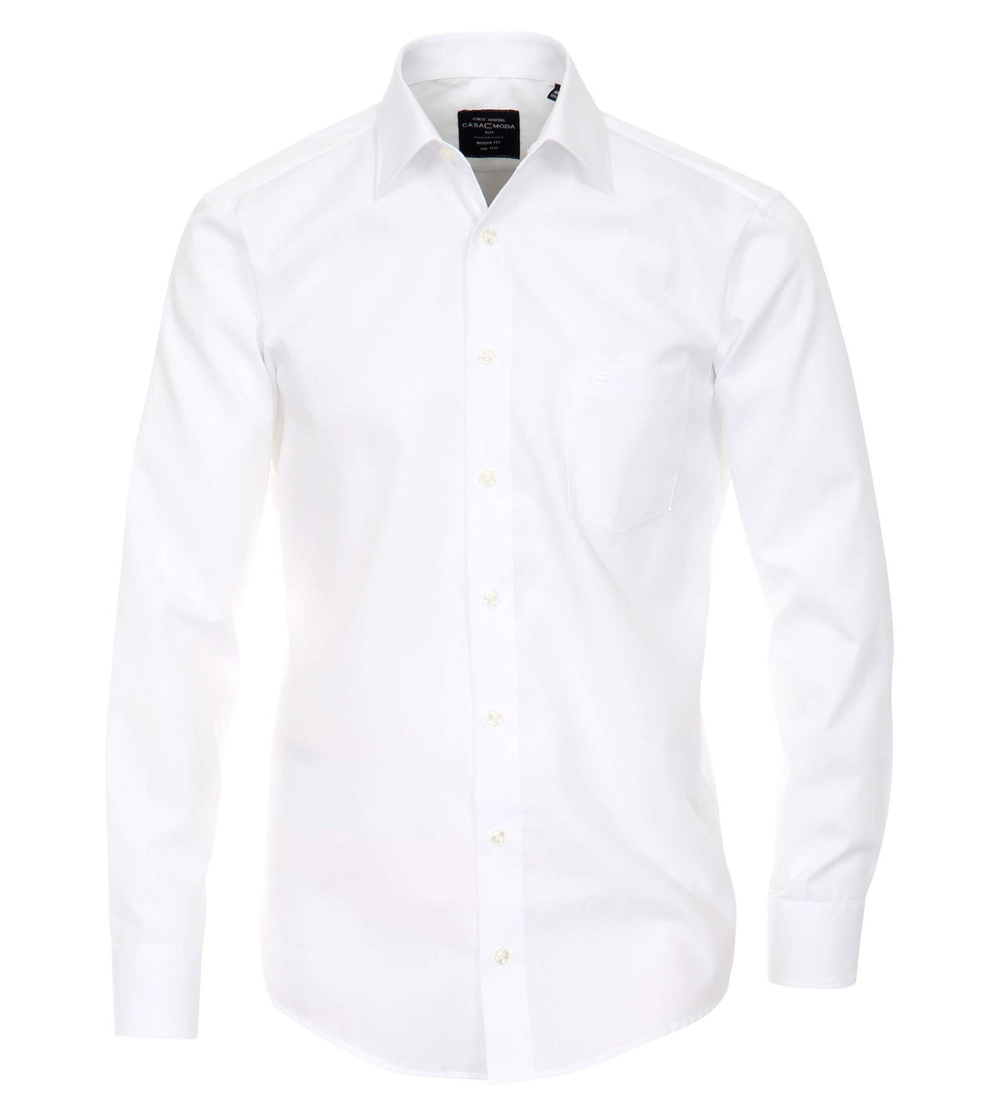 CASAMODA Herren Popeline Hemd uninah 006550 Modern Fit 38 Weiss, 38 Wei&amp;
