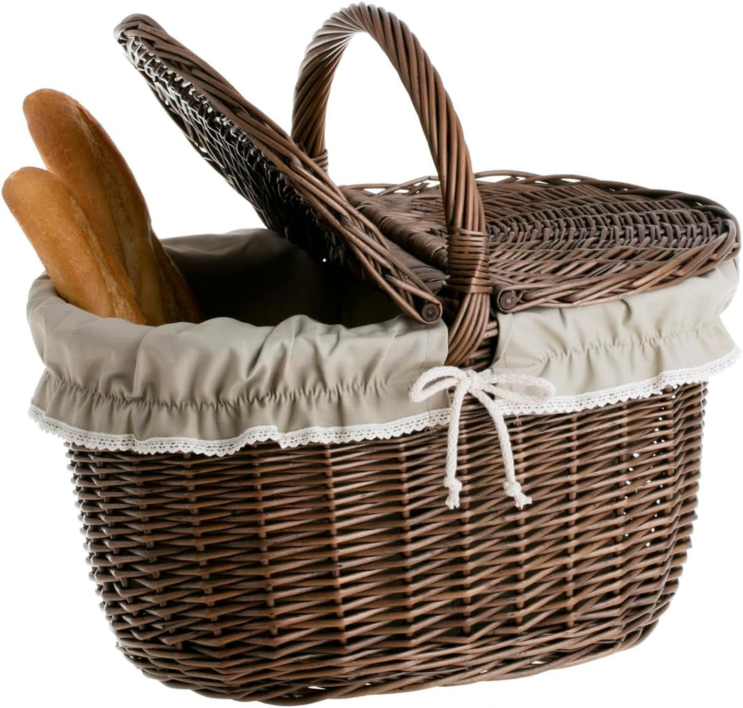 Picknickkorb aus Weide Weidenkorb mit dem Deckel grosser Aufbewahrungskorb für Obst und Gemüse Provi