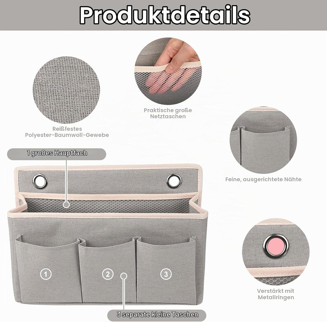 2 Stück Hängeorganizer Wand Organizer mit 8 Haken Aufbewahrung Hängend | Tür Organizer Leinen mit Gr