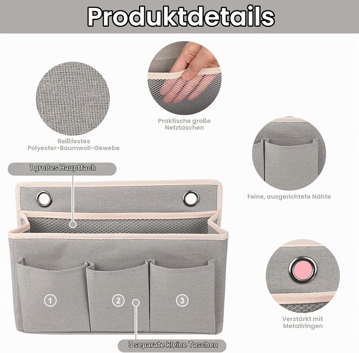 2 Stück Hängeorganizer Wand Organizer mit 8 Haken Aufbewahrung Hängend | Tür Organizer Leinen mit Gr