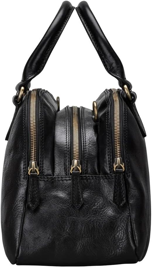 Maxwell Scott Hochwertige Damen Leder Bowling Bag Handtasche LilianaS in Schwarz