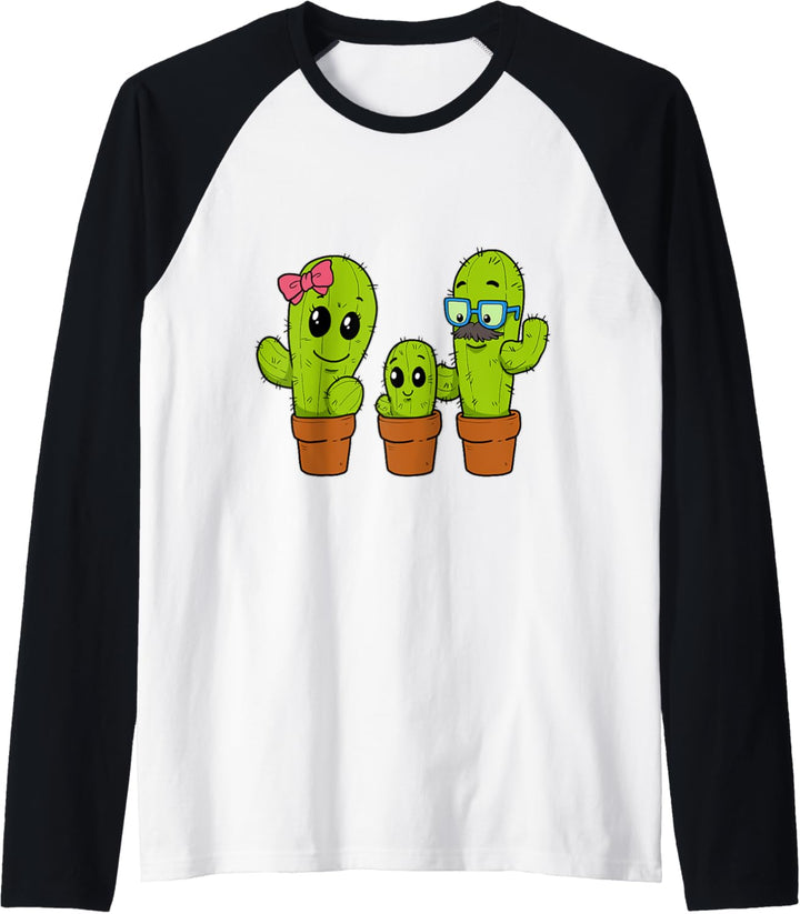 Lustige Kaktus Familie Kakteen Pflanzen Vater Mutter Kind Raglan