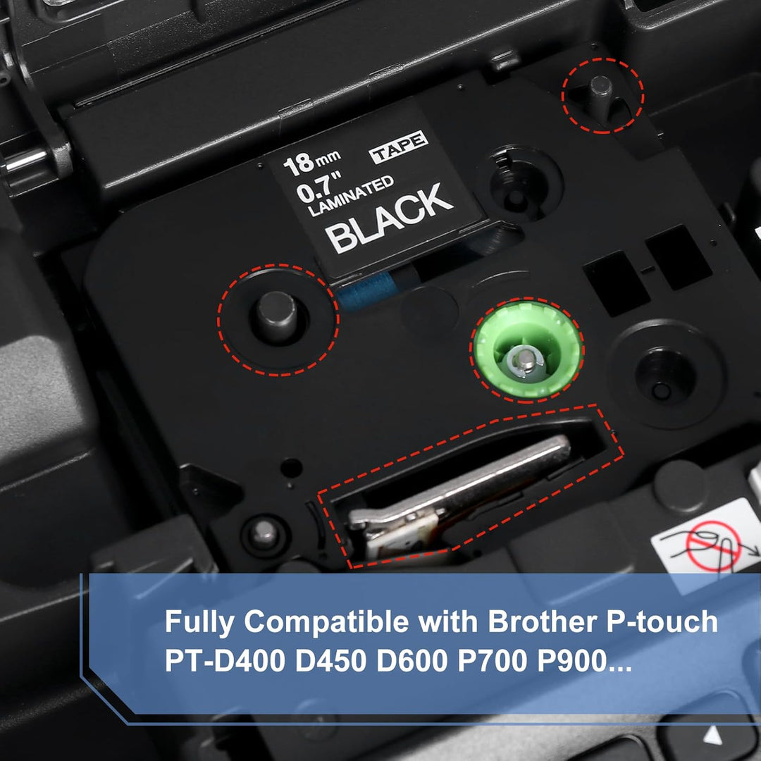 3x MarkField Kompatibel Schriftband TZ 18mm TZe345 Weiss auf Schwarz für Brother P-Touch Label Maker