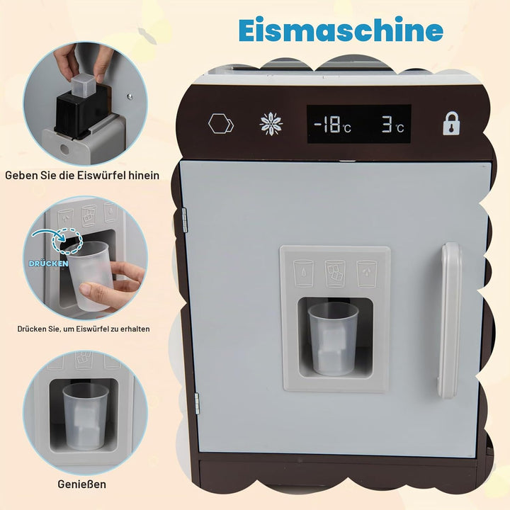 HOMASIS Kinderküche mit Licht &amp; Sound, Eck Spielküche mit Zubehör, Küchenset mit Spüle Wasserhahn Mi