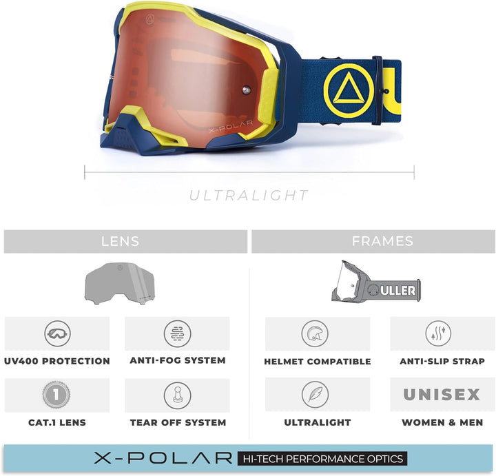 Uller Unisex Stone Motocross Brille Einheitsgrösse Gelb, Einheitsgrösse Gelb