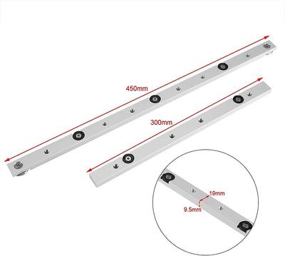 2 Stück Miter Bar Slider 450mm, Table Saw Miter Bar, Schlitz Gehrungsschiene, T-Schiene Aluminiumleg