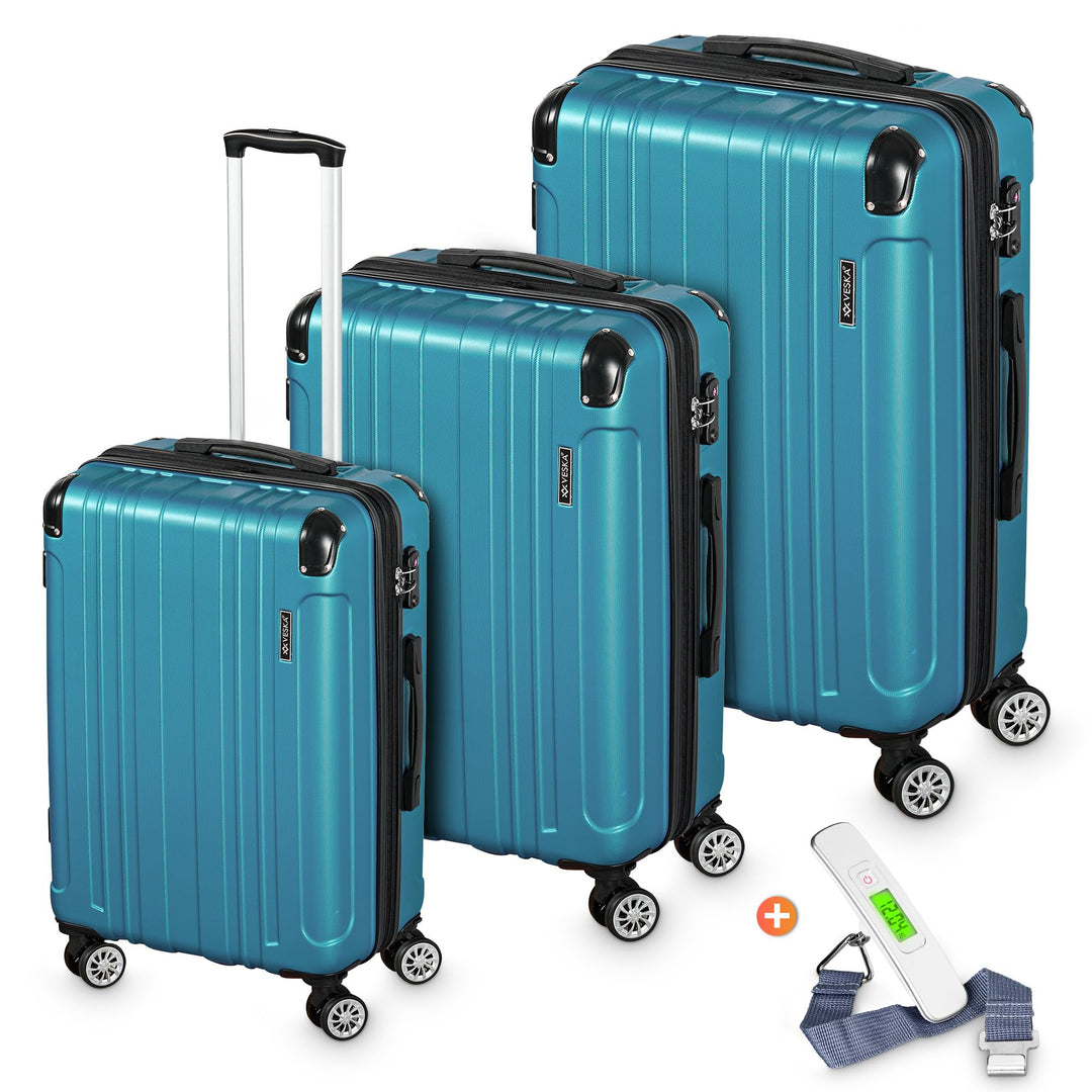 VESKA 3tlg. Hartschalenkofferset Hard Shell Reisekoffer Kofferset Trolley Koffer Hartschalenkoffer R