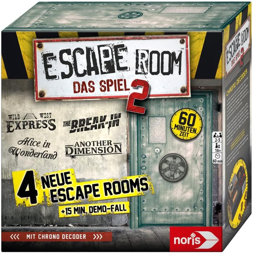 Noris 606101891 Escape Room 2 (Grundspiel) Familien und Gesellschaftsspiel für Erwachsene, inkl. 4 F