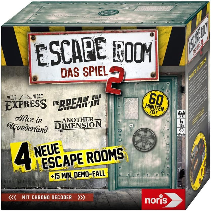 Noris 606101891 Escape Room 2 (Grundspiel) Familien und Gesellschaftsspiel für Erwachsene, inkl. 4 F