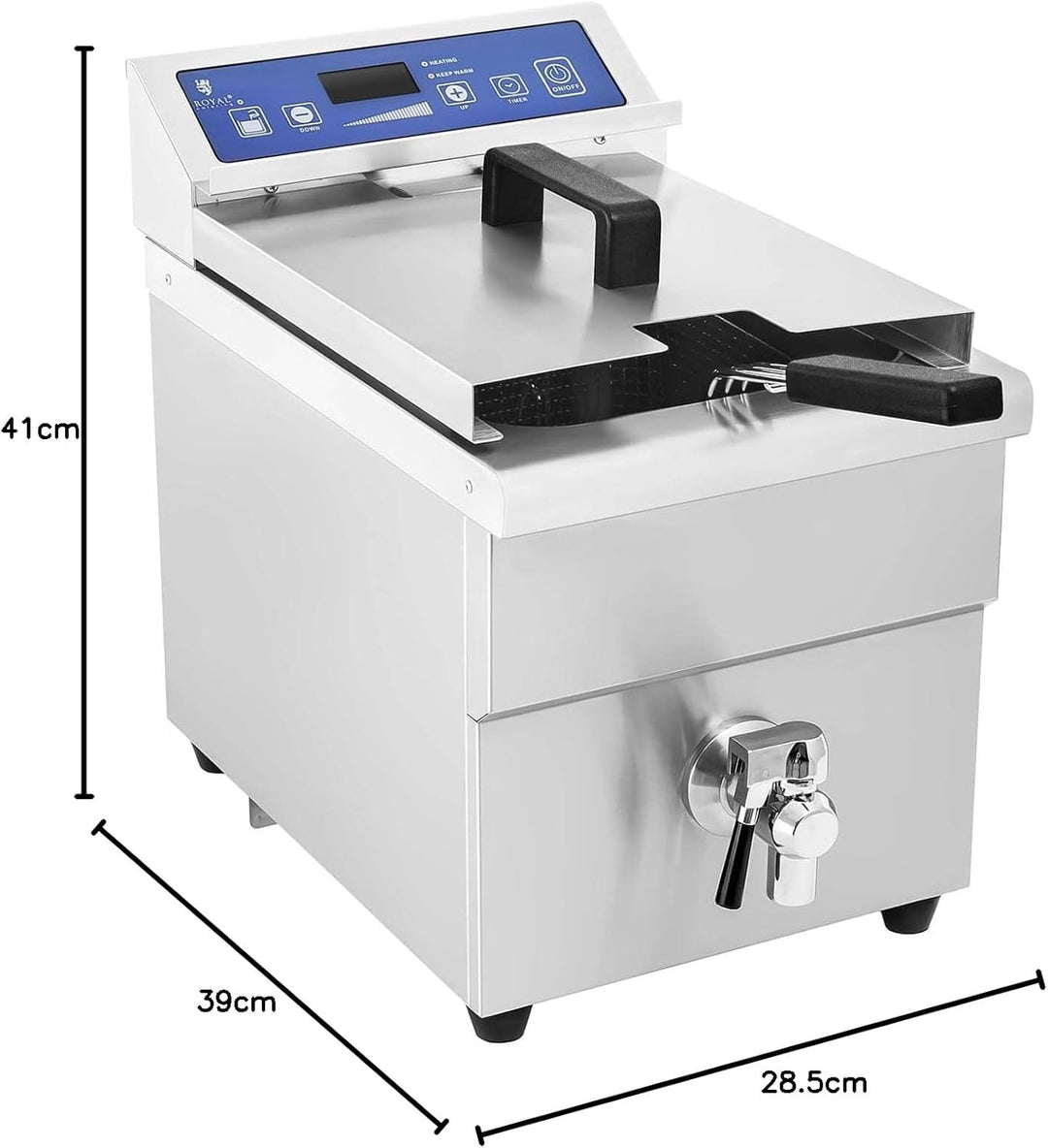 Royal Catering Horeca Induktions-Fritteuse 10 l, 3.500 W, 60-200 °C, mit Ablassventil und Timer