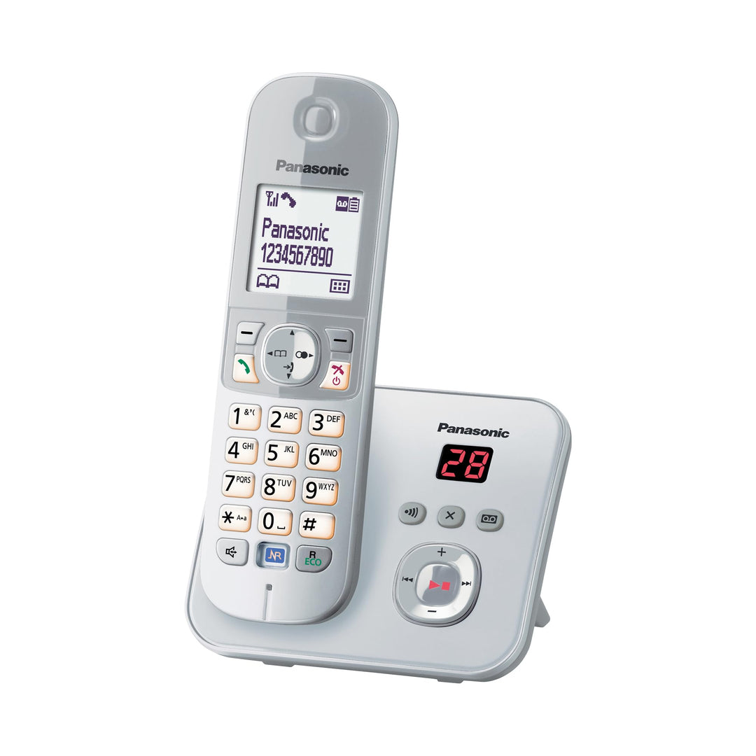 Panasonic KX-TG6821GS DECT Schnurlostelefon mit Anrufbeantworter (strahlungsarm, Eco-Modus, GAP Tele