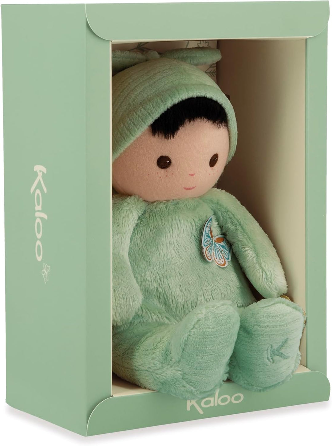KALOO – Sehr weiche und Flauschige Babypuppe – Weicher und Zarter Körper – Stoffpuppe – Grüne Farbe