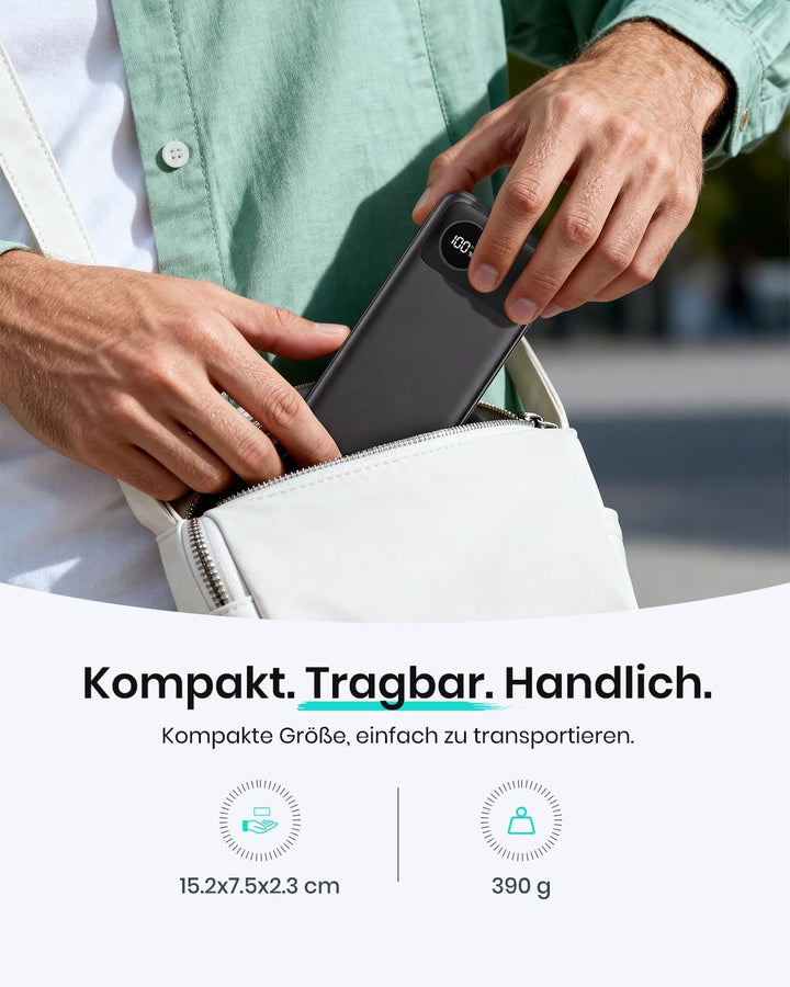 A ADDTOP Power Bank 20000mAh, 22,5W Schnellladefunktion Klein Powerbank mit 3 Ausgängen, PD 3.0 QC 4