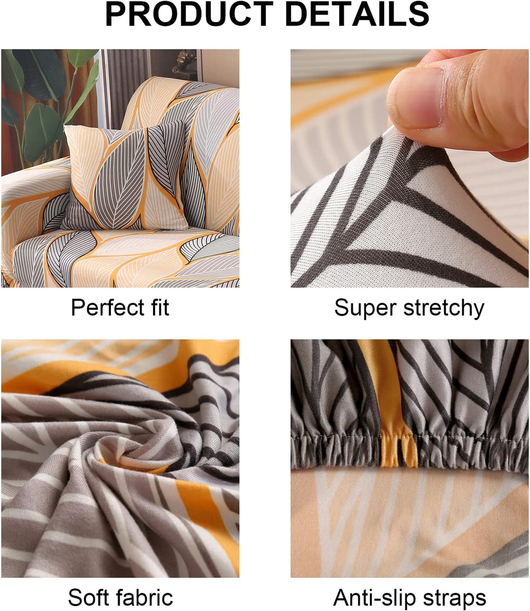 Jaotto Sofabezug 1 Sitzer Elastischer Stretch Spandex Sofa Überwürfe Sofahusse Antirutsch Waschbar S