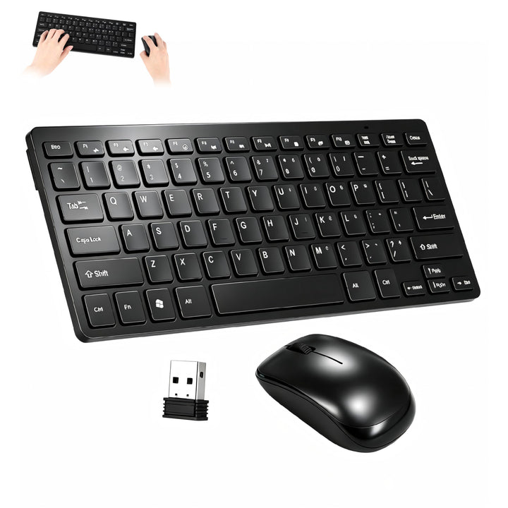 Kabelloses Tastatur Maus Set, 2.4 GHz Ultraslim QWERTY Layout Tragbare Funktastatur Mouse mit 78 Tas