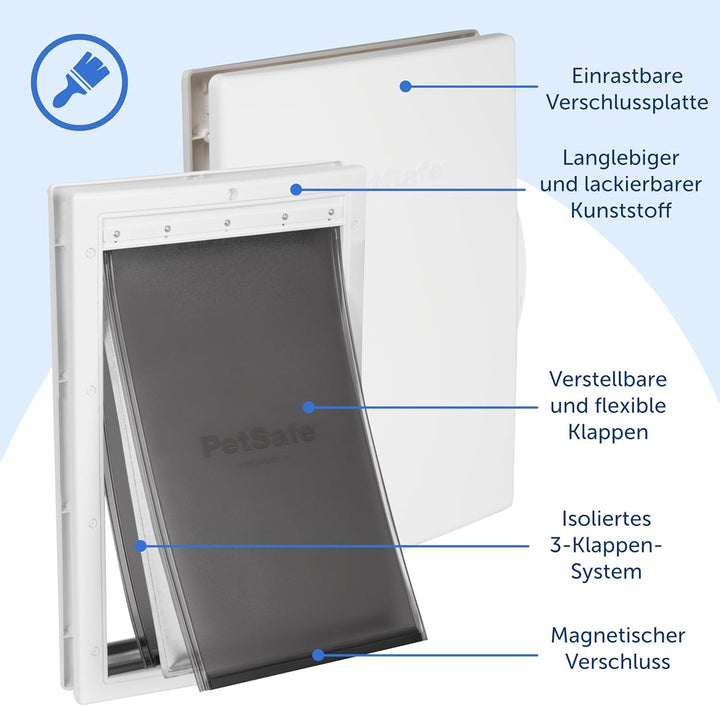 PetSafe Haustierklappe für extremes Wetter, Solider Kunststoffrahmen, Isolierend mit 2 Verschlussopt