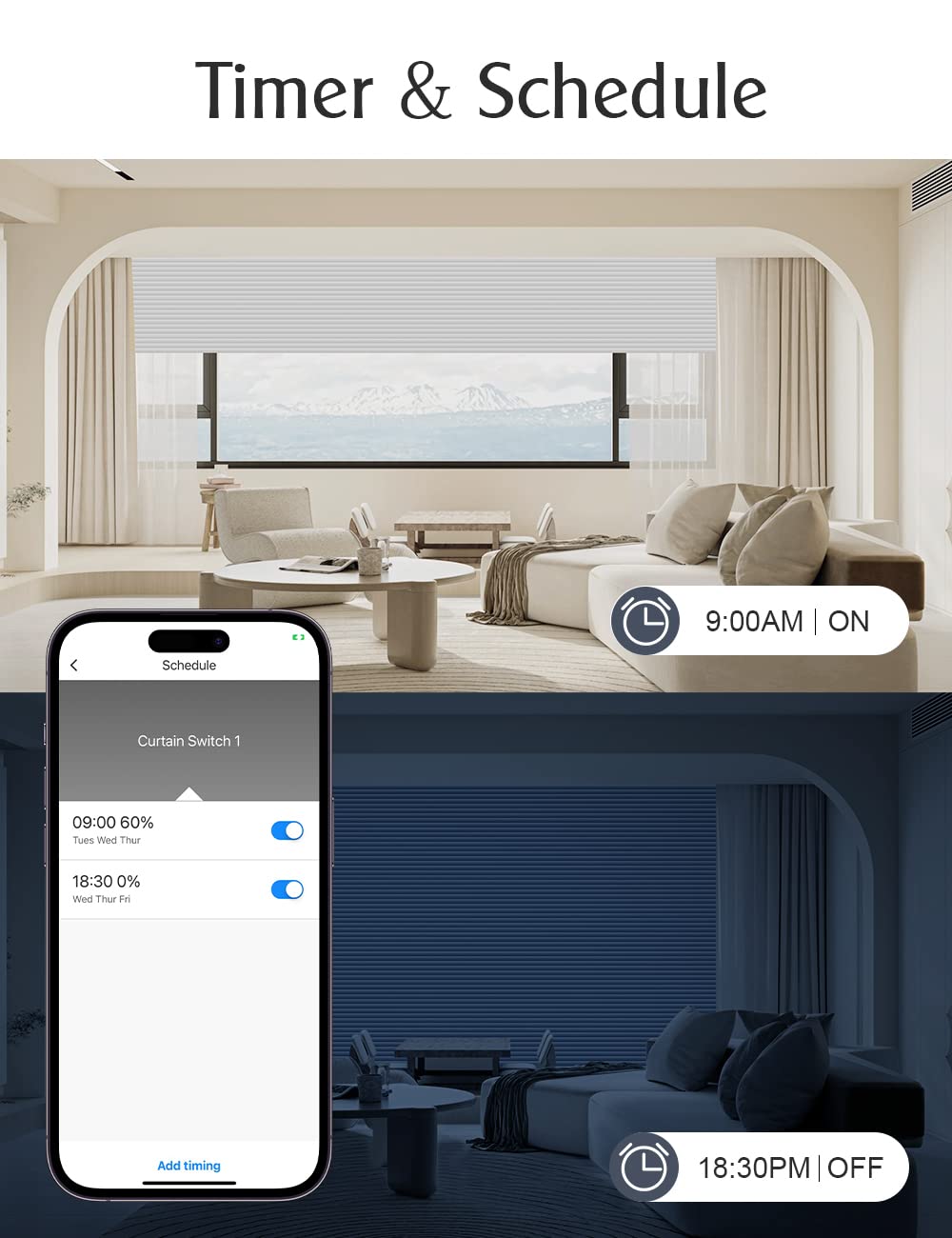 [6.1 Gen.] Maxcio Wlan Rolladenschalter, Smart Rolladen Zeitschaltuhr für Rollläden, Jalousien, Sonn