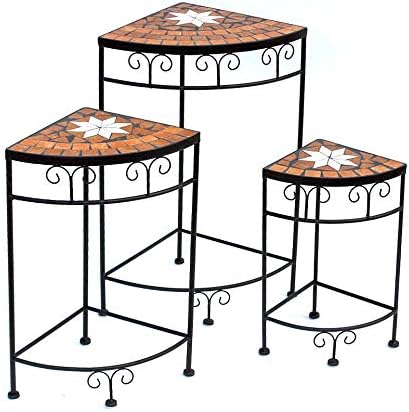DanDiBo Blumenhocker Merano Mosaik 3er Set 12013 Blumenständer 42, 52 und 62 cm Eckregal