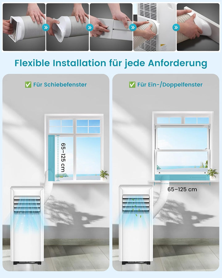 Electactic Mobile Klimaanlage 7000 BTU, 3-in-1 Mobiles Klimagerät mit Abluftschlauch & Ventilator &