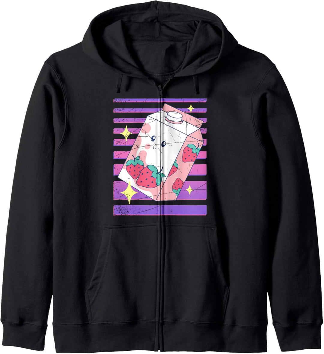 Kawaii Anime Vaporwave Manga Erdbeer Milchshake Karton Kapuzenjacke