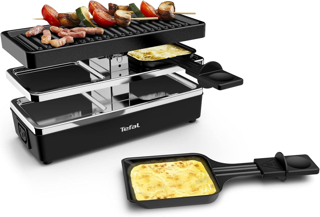 Tefal RE2308 Plug & Share Raclette | 400 Watt | 2 Pfännchen + Grillplatte | Ein-/Ausschalter | Antih
