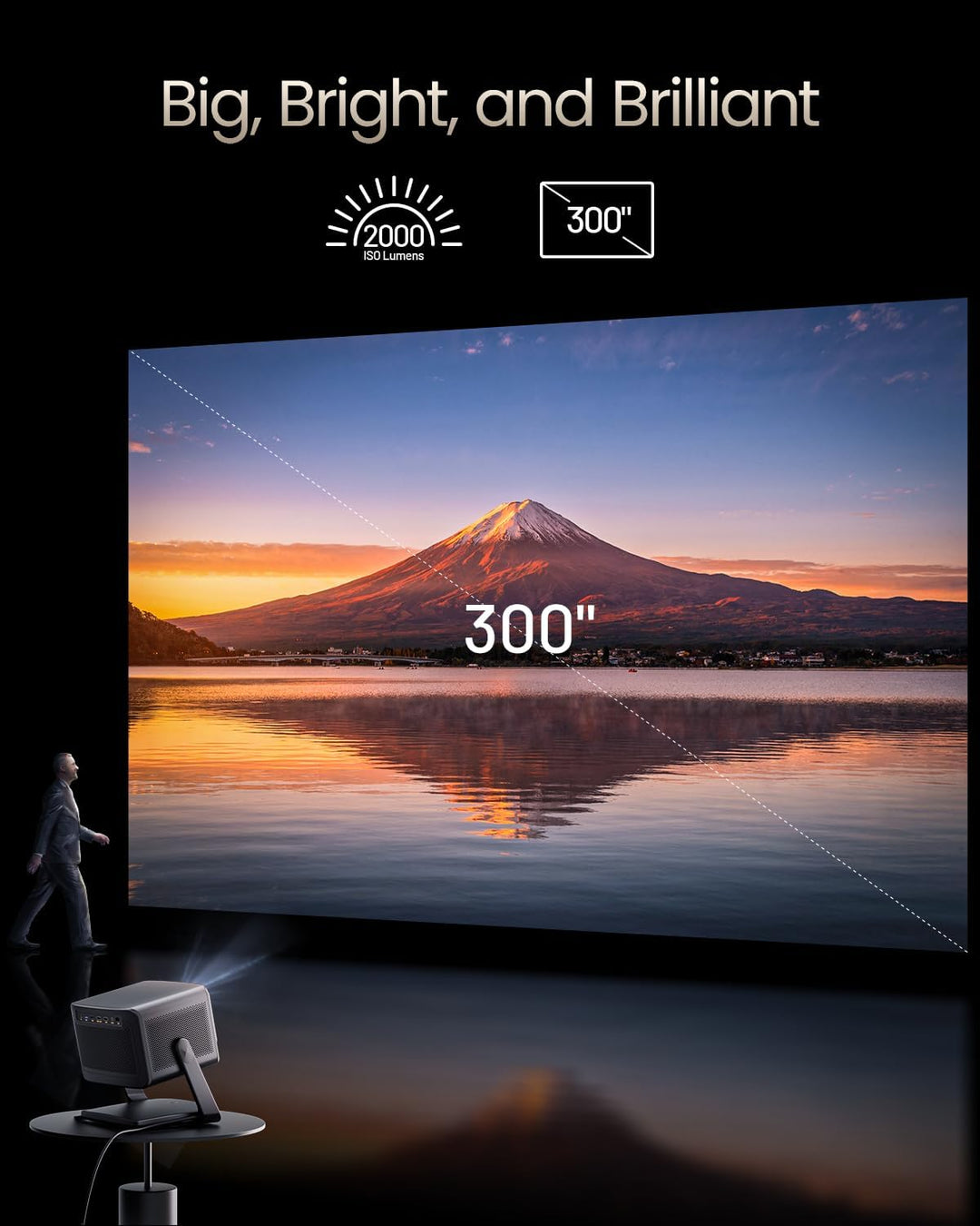 Dangbei DBOX02 Pro 4K Beamer mit Google TV & Netflix, 2000 ISO Lumen, HDR10+, Dolby Audio, 3D Ready,