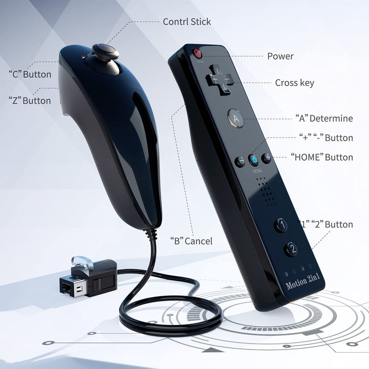 TechKen Controller für Wii mit Motion Plus und Wii Nunchuck Controller Wii Fernbedienung Nunchuk Kon