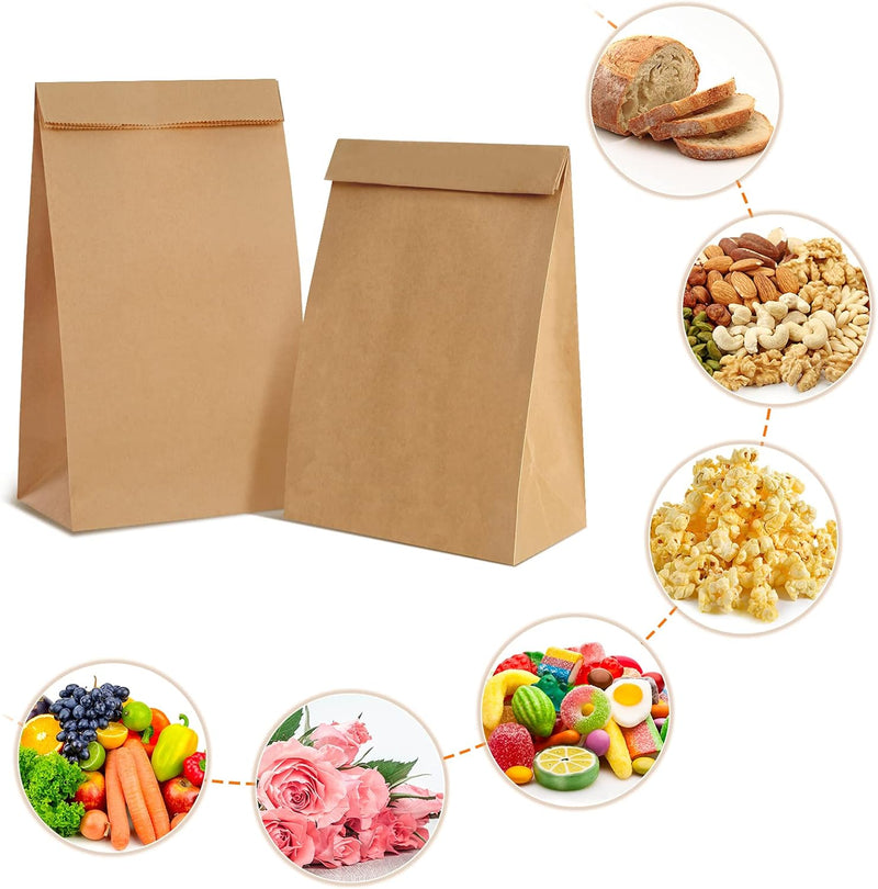 Papiertüten Gross,Papiertüten Braun (50 Stück,30,5 × 20 × 12,5 cm) Geschenktüten kraftpapier Tüten f
