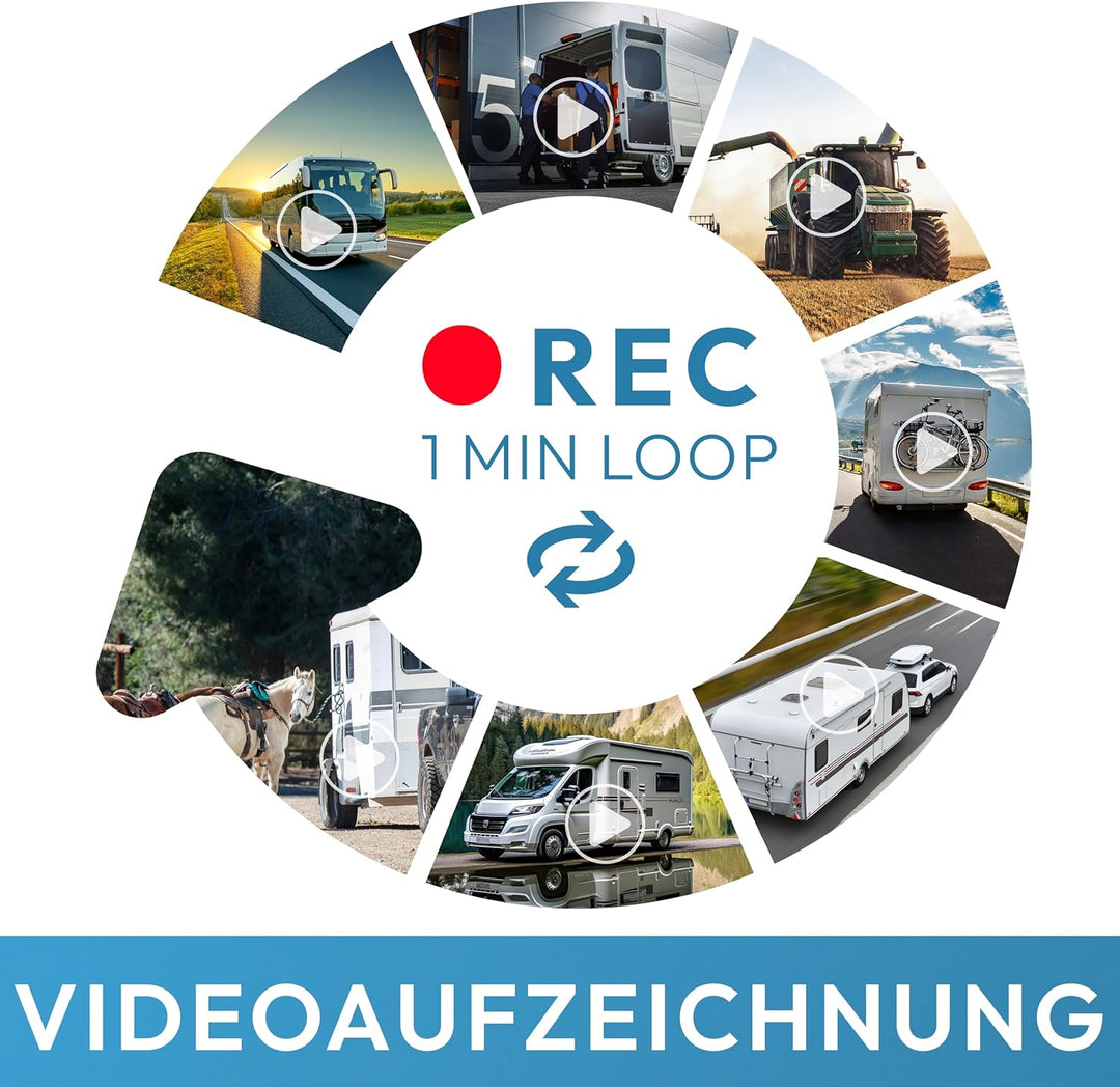 VSG24 10“ Element HD XL Funk Rückfahrsystem Akku Magnet für Wohnmobil & LKW, KFZ Set Rückfahrkamera