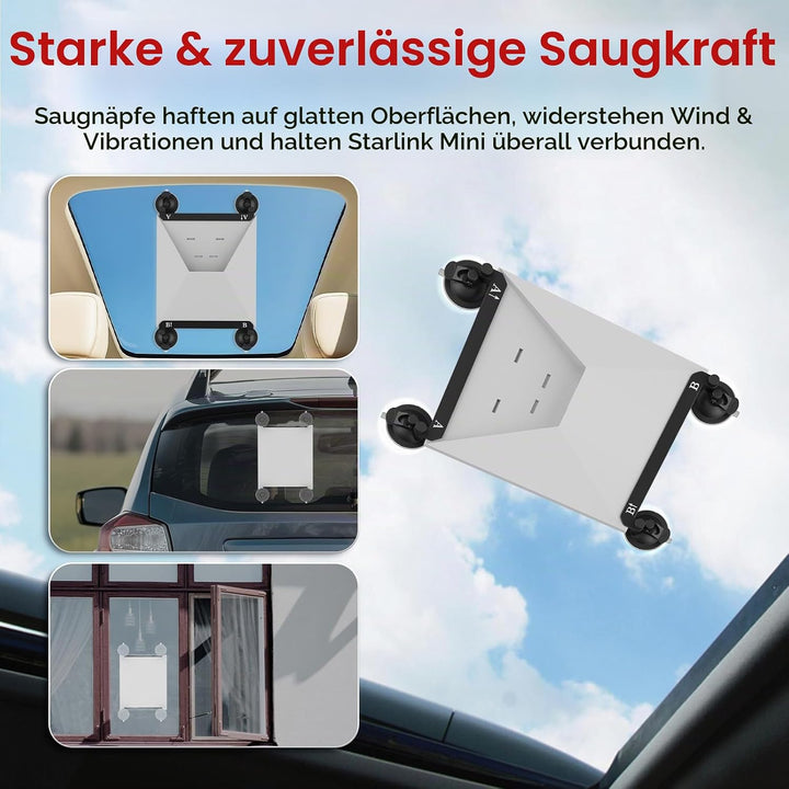 Saugnapfhalterung für Starlink Mini von MMOBIEL – Aluminium- &amp; Metallkonstruktion – Starke Saugnäpfe