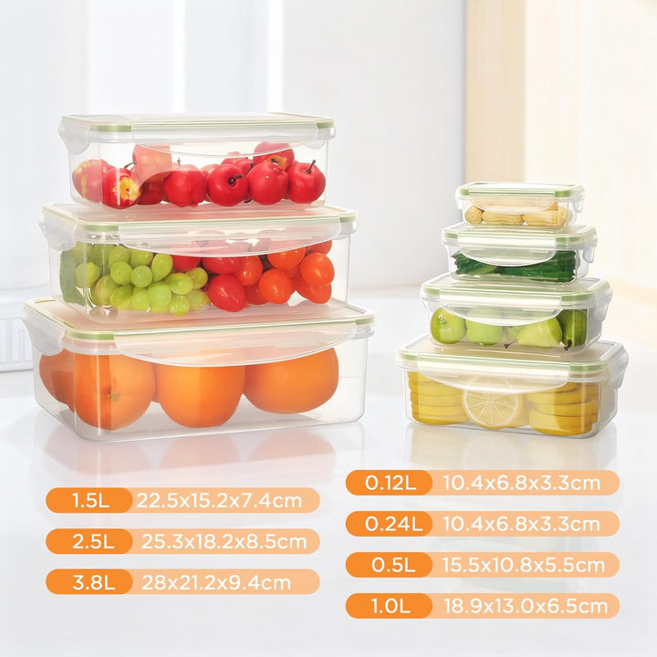 AiQInu Frischhaltedosen Mit Deckel 7PCS, BPA-Frei PP(3.8L+2.5L+1.5L+1L+0.5L+0.24L+0.12L) Plastik Vor